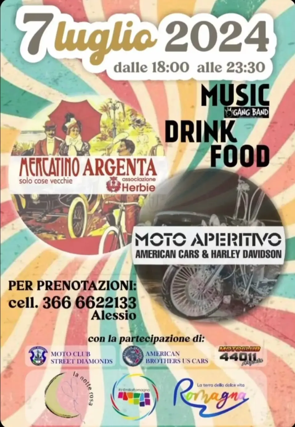 Notte rosa: Mercatino Argenta e motoaperitirvo