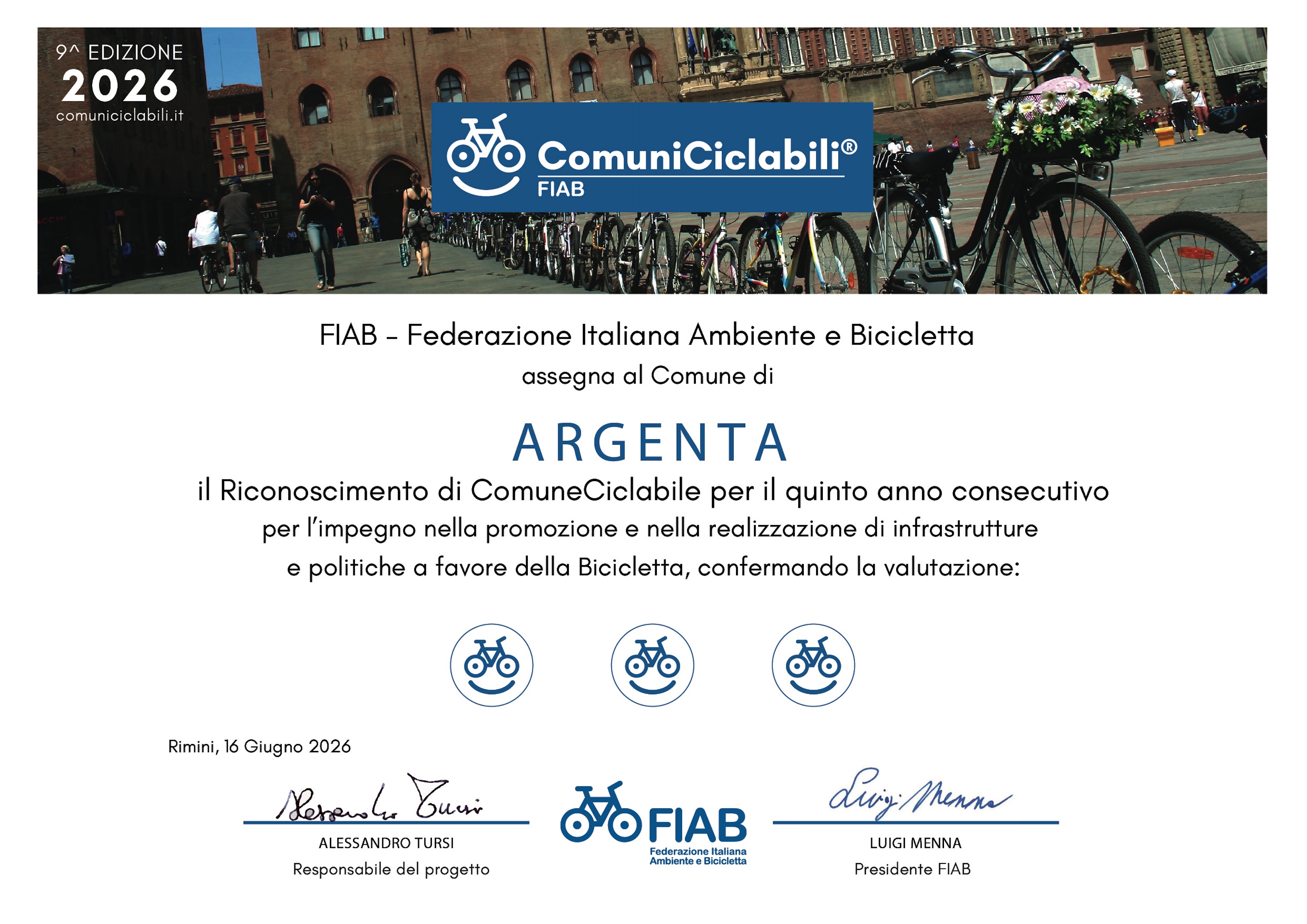 Attestato FIAB Argenta